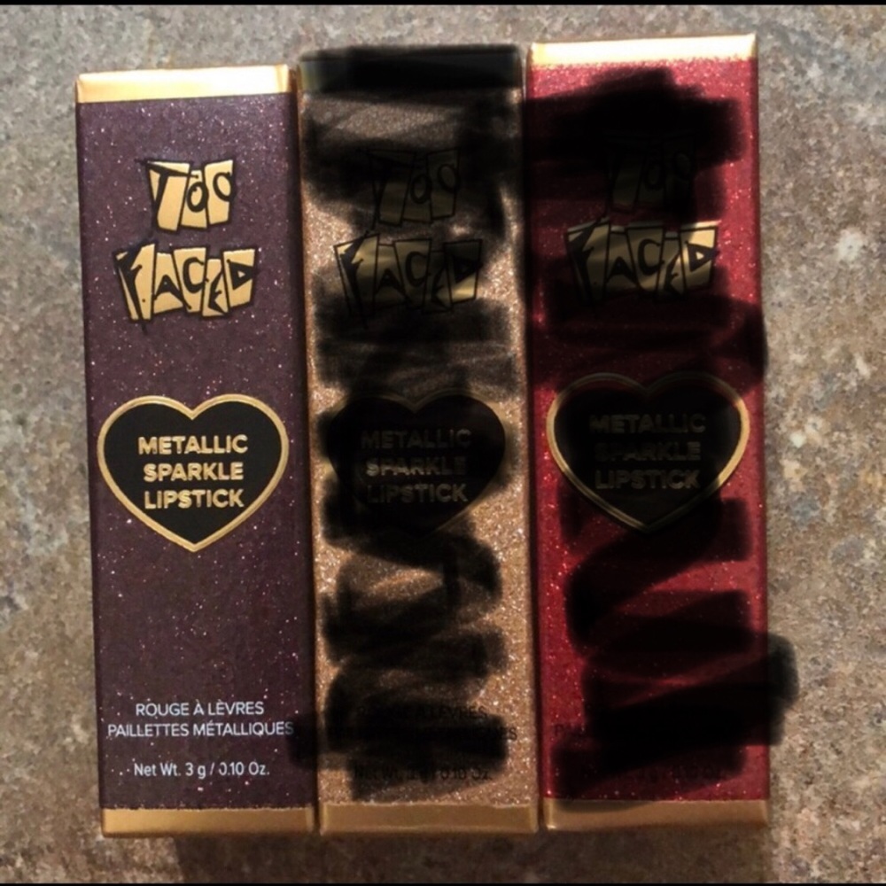 Too Faced metallic lipstick (Hot Flash)